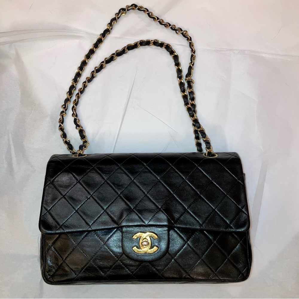 Chanel Vintage Classic Double Flap Lambskin Leather Shoulder Bag - Picture 13 of 16